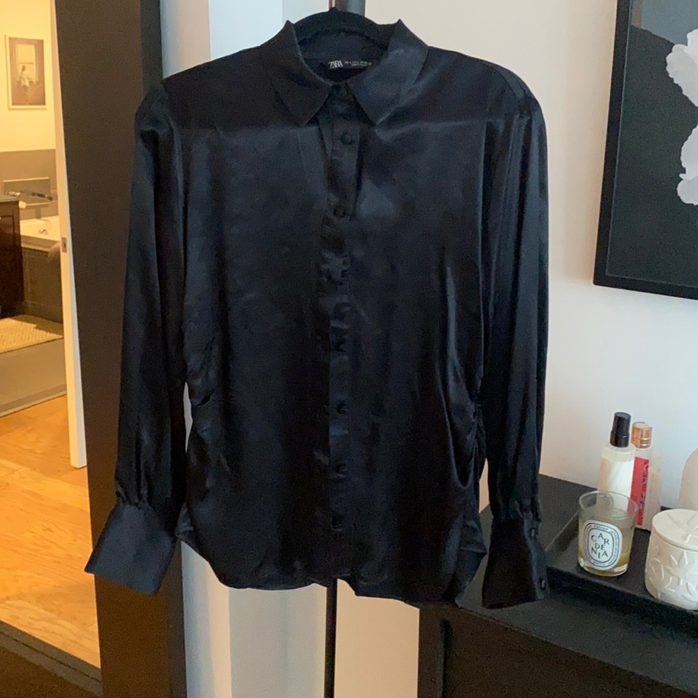 Zara satin button down